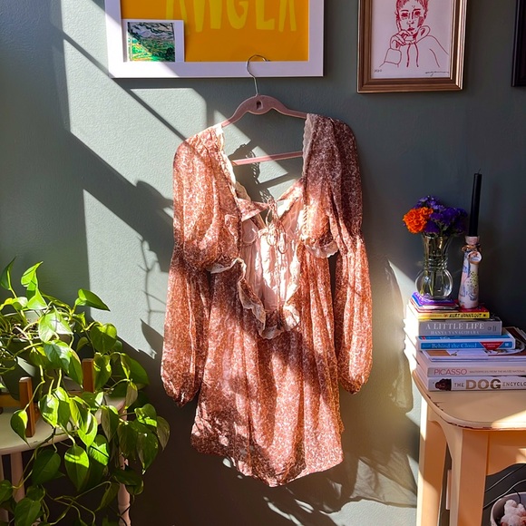 Free People boho mini dress - great layering piece for fall - Picture 2 of 3